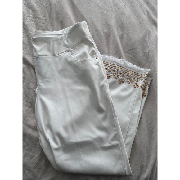 Ruby Road Missy Keep It Natural White Embellished Ankle Pant NWT - Picture 2 of 9